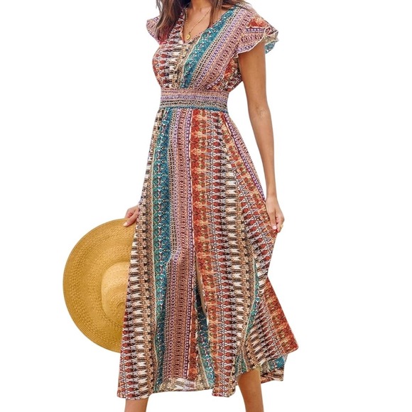 Cupshe Multicolor Bohemian Maxi Dress nwt - Picture 3 of 5